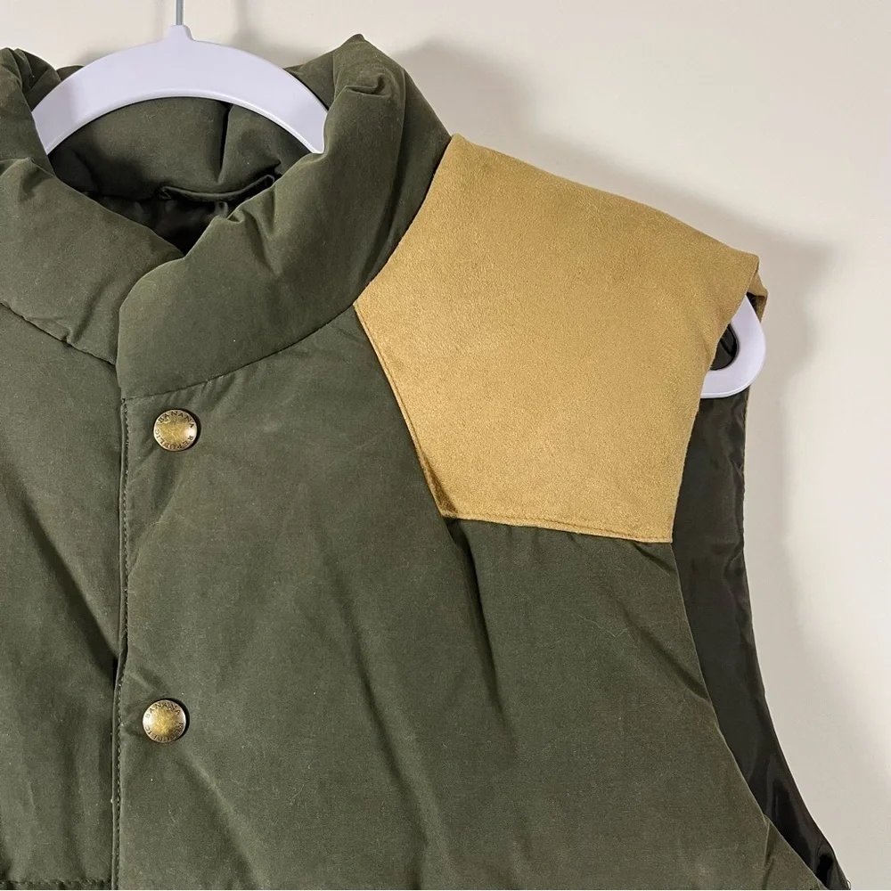 NWT Banana Republic Mens Puffer Vest Olive Green Tan Quilted Size XS Western